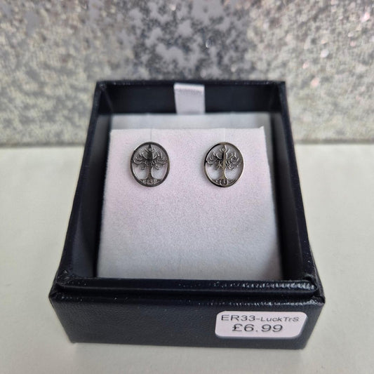 Byzantium Artisan Tree of Life Silver Coloured Titanium Steel Stud Earrings ER33-Luck TrS
