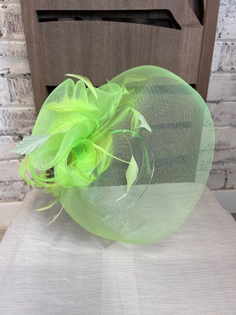 Lime Green Fascinator with Net