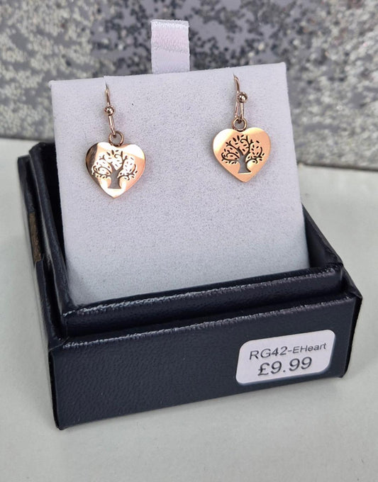 Byzantium Tree of Life Heart Drop Earrings, Titanium Steel RG42-EHeart