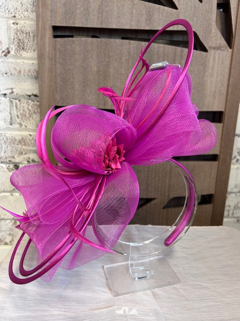 Fuchsia/Feather Fascinator