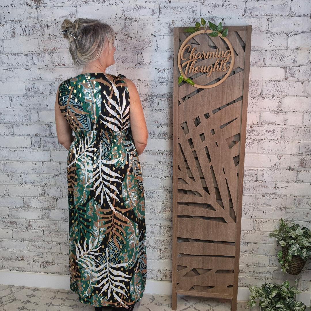 Judy Palm Leaf Print Dress