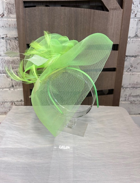 Lime Green Fascinator with Net