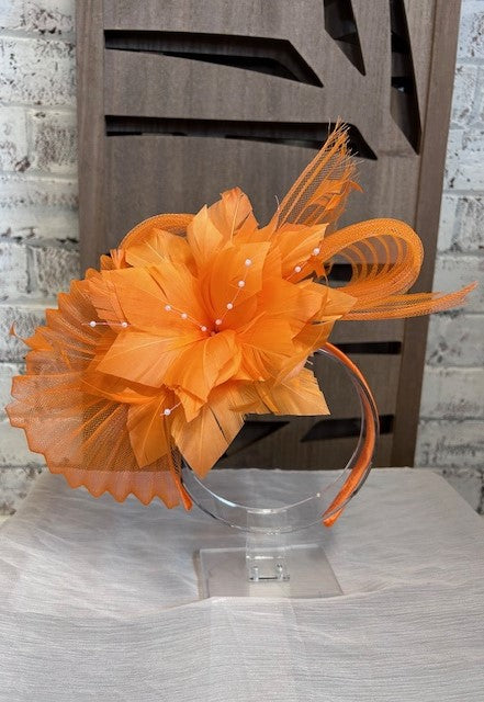 Orange/Pearl Fascinator